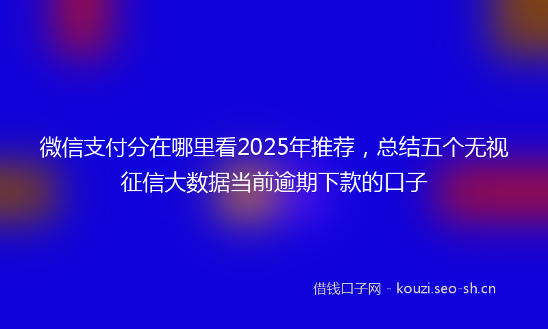 微信支付分在哪里看2025年推荐，总结五个无视征信大数据当前逾期下款的口子