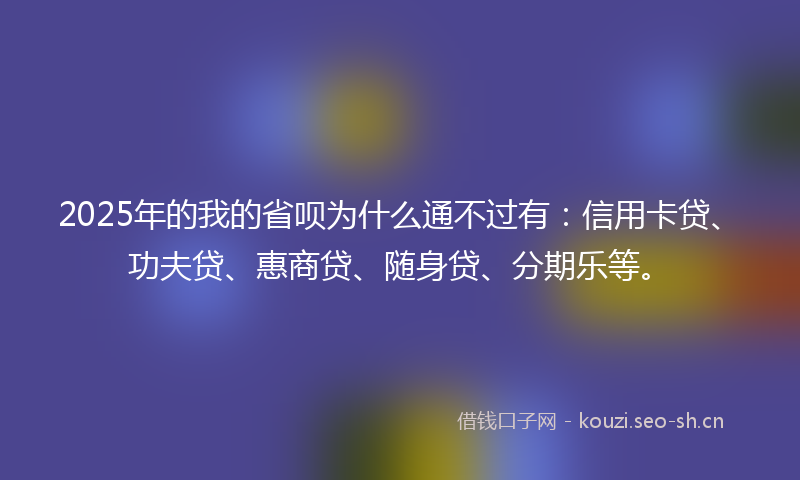 2025年的我的省呗为什么通不过有:信用卡贷、功夫贷、惠商贷、随身贷、分期乐等。