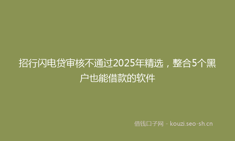 招行闪电贷审核不通过2025年精选，整合5个黑户也能借款的软件