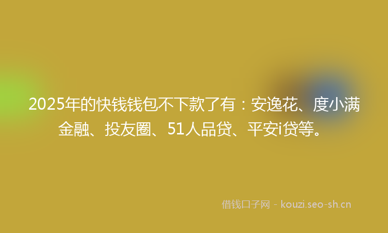2025年的快钱钱包不下款了有：安逸花、度小满金融、投友圈、51人品贷、平安i贷等。