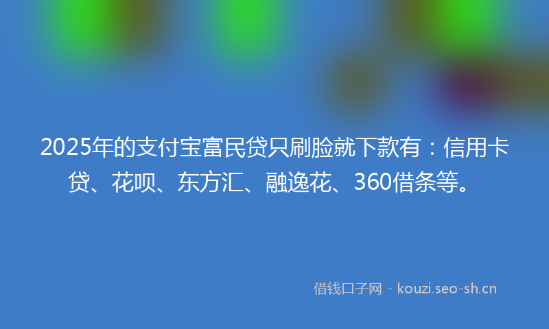2025年的支付宝富民贷只刷脸就下款有：信用卡贷、花呗、东方汇、融逸花、360借条等。
