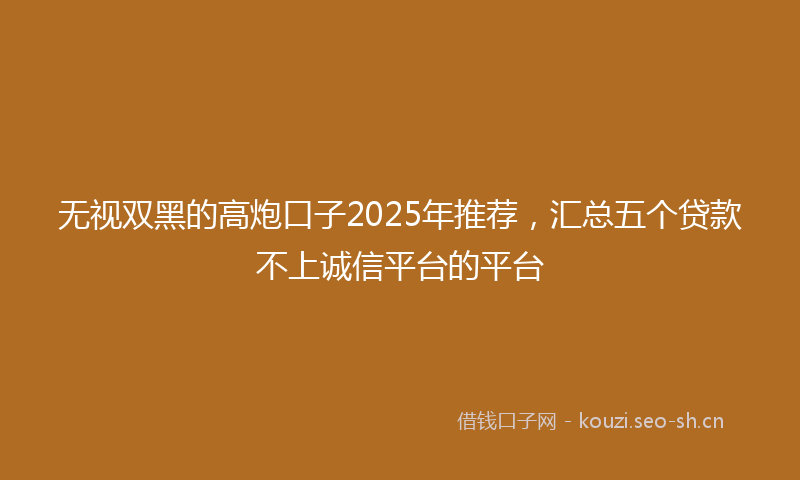 无视双黑的高炮口子2025年推荐，汇总五个贷款不上诚信平台的平台