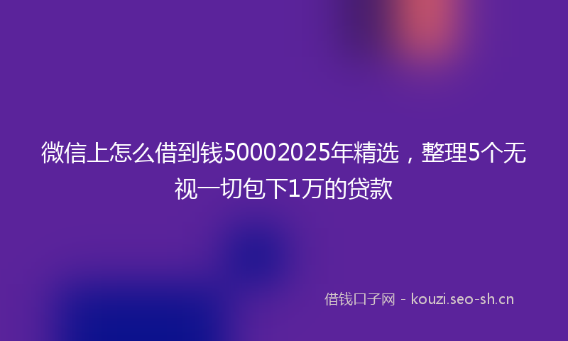 微信上怎么借到钱50002025年精选，整理5个无视一切包下1万的贷款