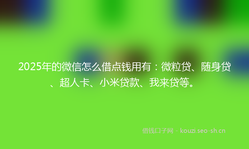 2025年的微信怎么借点钱用有：微粒贷、随身贷、超人卡、小米贷款、我来贷等。