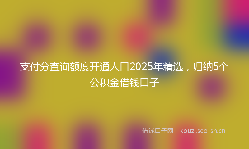 支付分查询额度开通人口2025年精选，归纳5个公积金借钱口子