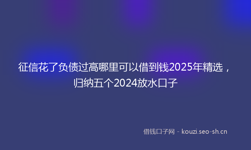 征信花了负债过高哪里可以借到钱2025年精选，归纳五个2024放水口子