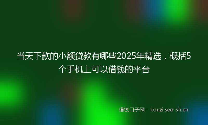 当天下款的小额贷款有哪些2025年精选，概括5个手机上可以借钱的平台