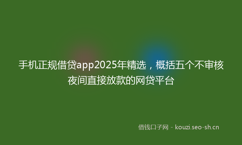 手机正规借贷app2025年精选，概括五个不审核夜间直接放款的网贷平台