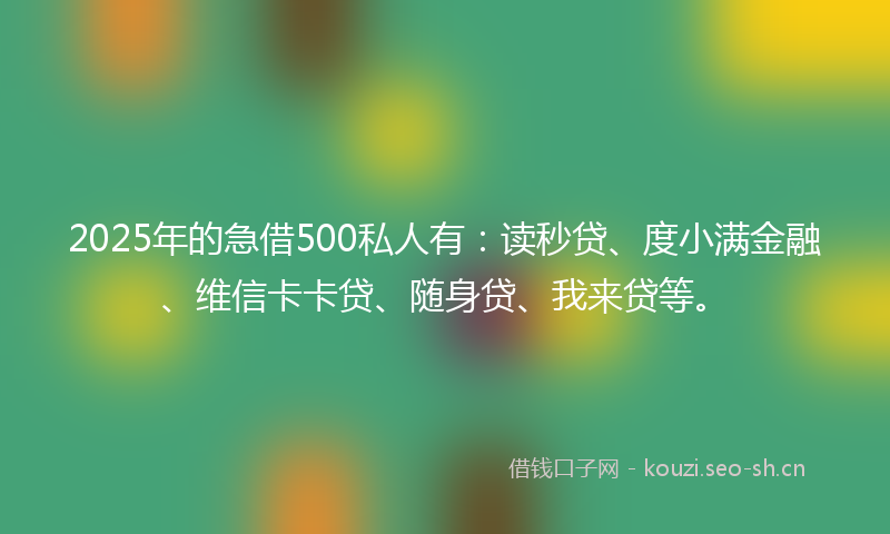 2025年的急借500私人有：读秒贷、度小满金融、维信卡卡贷、随身贷、我来贷等。