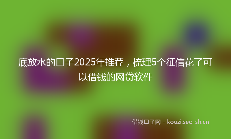 底放水的口子2025年推荐，梳理5个征信花了可以借钱的网贷软件