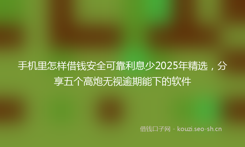 手机里怎样借钱安全可靠利息少2025年精选，分享五个高炮无视逾期能下的软件