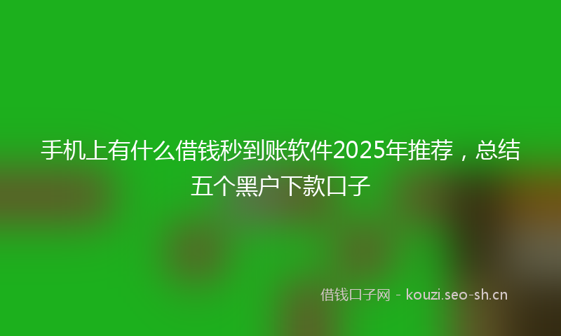 手机上有什么借钱秒到账软件2025年推荐，总结五个黑户下款口子