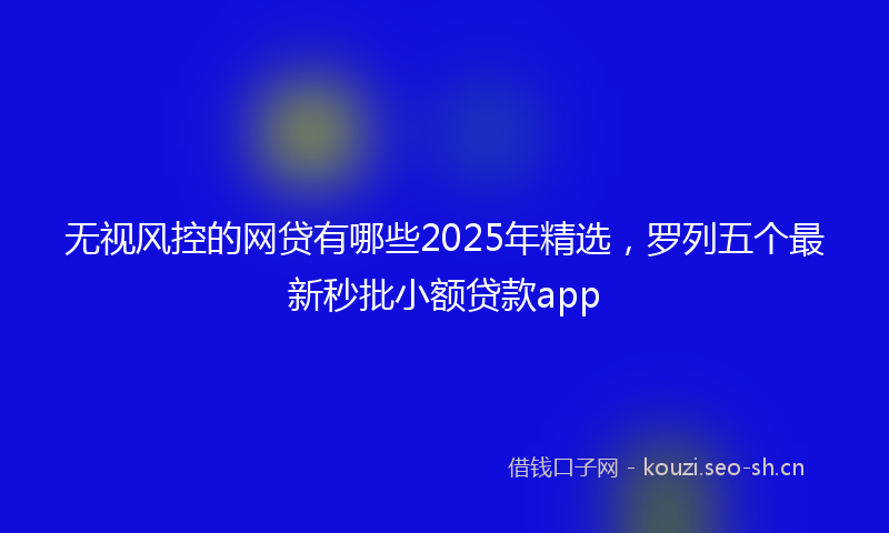 无视风控的网贷有哪些2025年精选，罗列五个最新秒批小额贷款app
