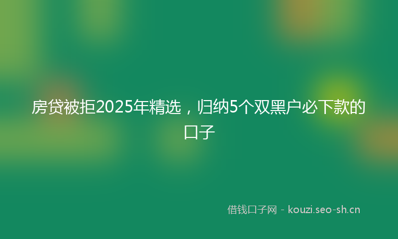 房贷被拒2025年精选，归纳5个双黑户必下款的口子