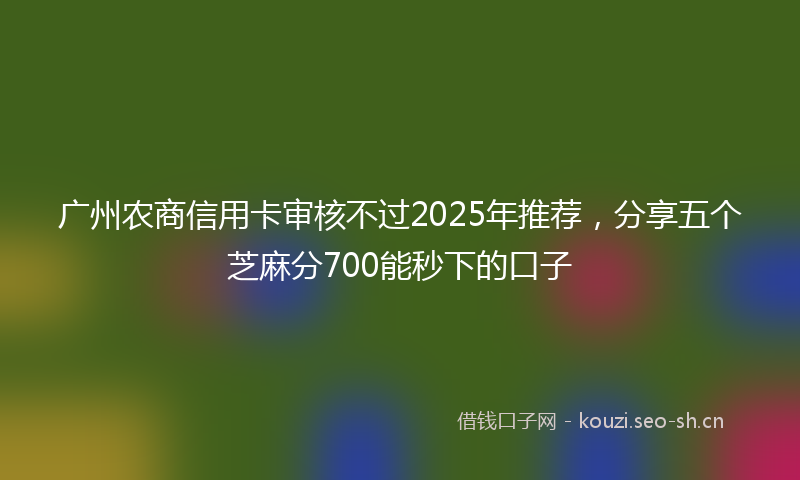 广州农商信用卡审核不过2025年推荐，分享五个芝麻分700能秒下的口子