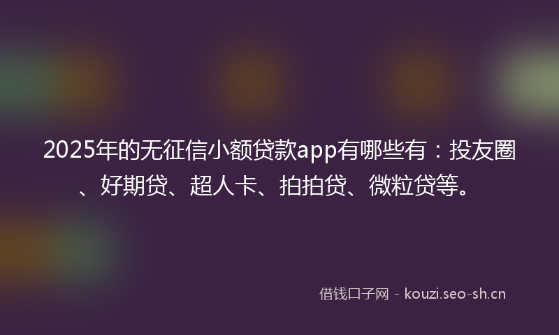 2025年的无征信小额贷款app有哪些有：投友圈、好期贷、超人卡、拍拍贷、微粒贷等。