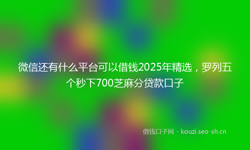 微信还有什么平台可以借钱2025年精选，罗列五个秒下700芝麻分贷款口子