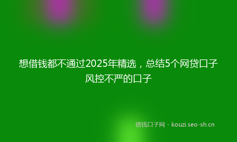 想借钱都不通过2025年精选，总结5个网贷口子风控不严的口子