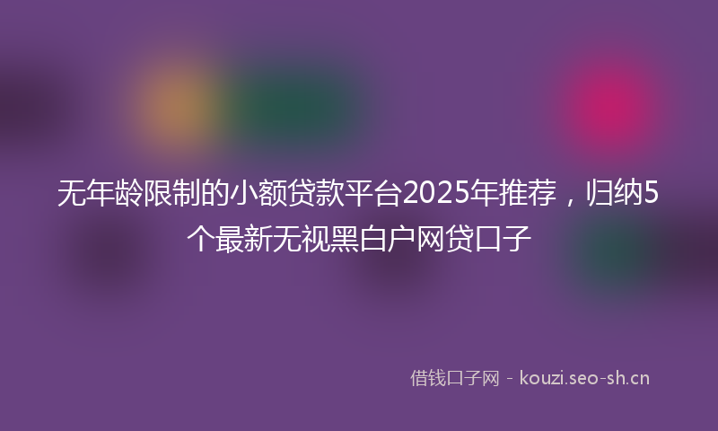 无年龄限制的小额贷款平台2025年推荐，归纳5个最新无视黑白户网贷口子