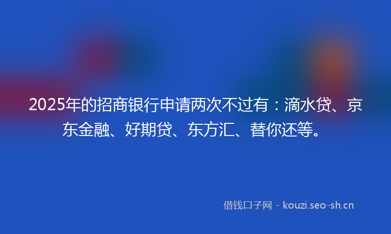 2025年的招商银行申请两次不过有：滴水贷、京东金融、好期贷、东方汇、替你还等。