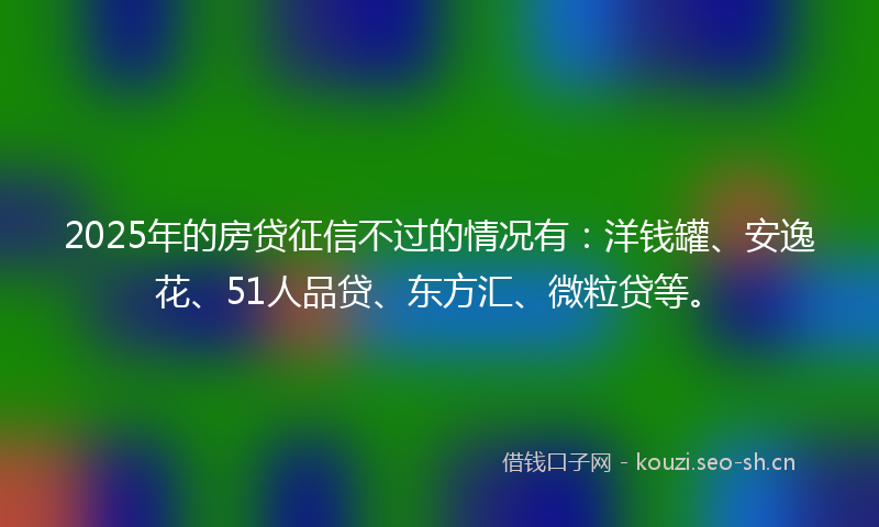 2025年的房贷征信不过的情况有：洋钱罐、安逸花、51人品贷、东方汇、微粒贷等。
