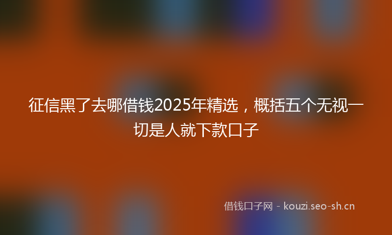 征信黑了去哪借钱2025年精选，概括五个无视一切是人就下款口子
