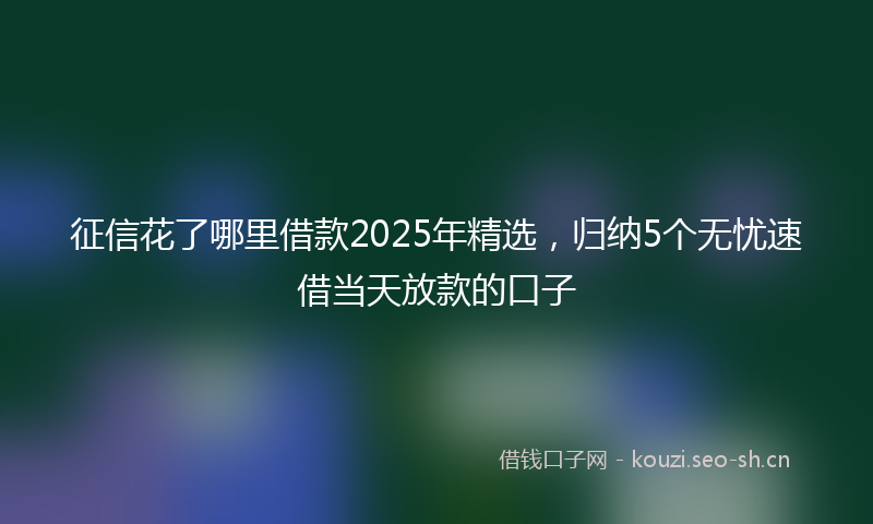 征信花了哪里借款2025年精选，归纳5个无忧速借当天放款的口子
