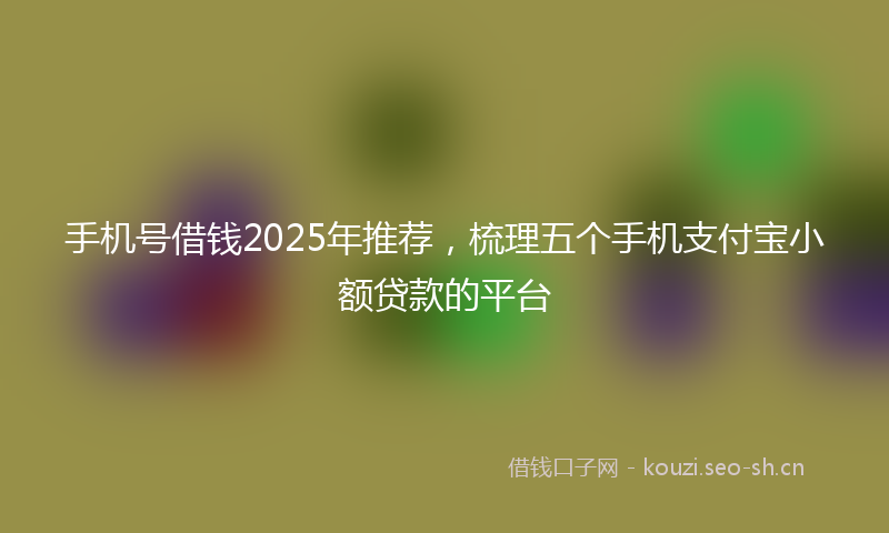 手机号借钱2025年推荐，梳理五个手机支付宝小额贷款的平台