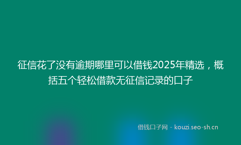 征信花了没有逾期哪里可以借钱2025年精选，概括五个轻松借款无征信记录的口子