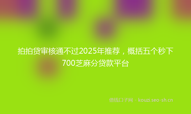 拍拍贷审核通不过2025年推荐，概括五个秒下700芝麻分贷款平台