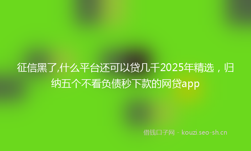 征信黑了,什么平台还可以贷几千2025年精选，归纳五个不看负债秒下款的网贷app