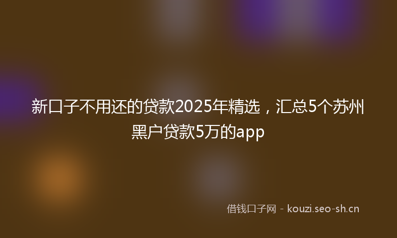 新口子不用还的贷款2025年精选,汇总5个苏州黑户贷款5万的app