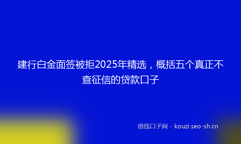 建行白金面签被拒2025年精选,概括五个真正不查征信的贷款口子