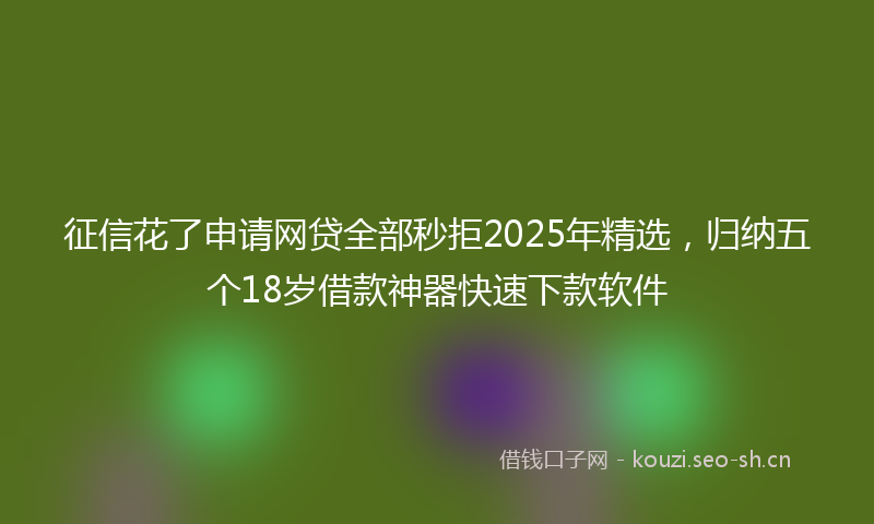 征信花了申请网贷全部秒拒2025年精选，归纳五个18岁借款神器快速下款软件