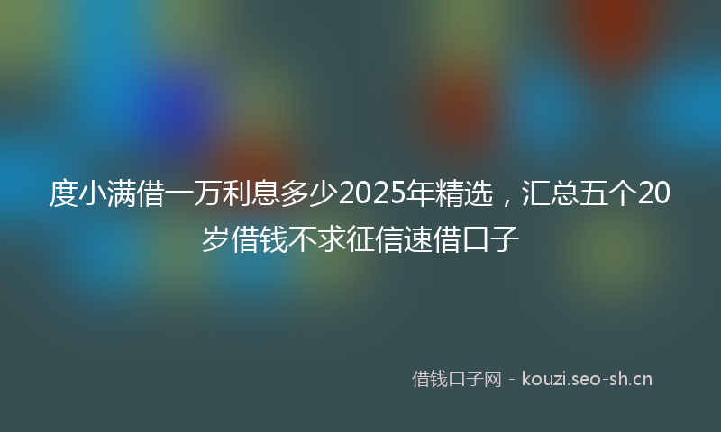度小满借一万利息多少2025年精选，汇总五个20岁借钱不求征信速借口子
