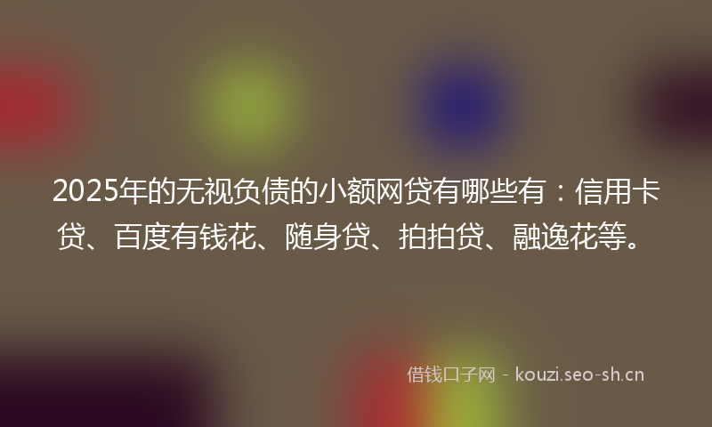 2025年的无视负债的小额网贷有哪些有：信用卡贷、百度有钱花、随身贷、拍拍贷、融逸花等。