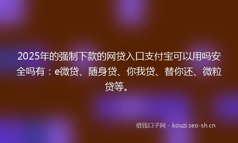 2025年的强制下款的网贷入口支付宝可以用吗安全吗有：e微贷、随身贷、你我贷、替你还、微粒贷等。