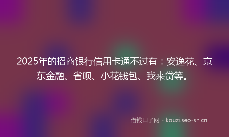 2025年的招商银行信用卡通不过有：安逸花、京东金融、省呗、小花钱包、我来贷等。