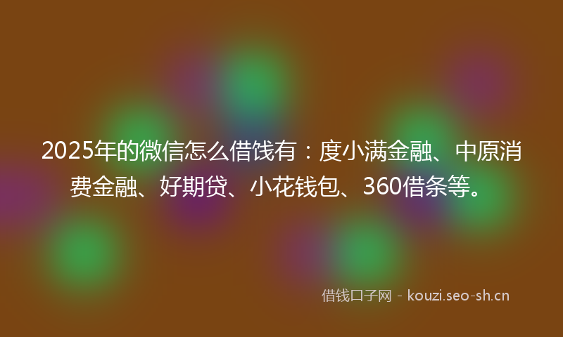 2025年的微信怎么借饯有：度小满金融、中原消费金融、好期贷、小花钱包、360借条等。
