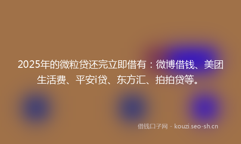 2025年的微粒贷还完立即借有：微博借钱、美团生活费、平安i贷、东方汇、拍拍贷等。