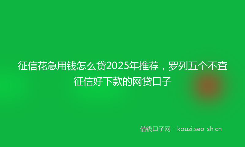 征信花急用钱怎么贷2025年推荐，罗列五个不查征信好下款的网贷口子
