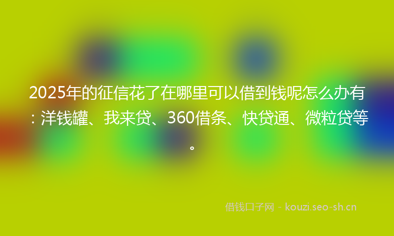 2025年的征信花了在哪里可以借到钱呢怎么办有：洋钱罐、我来贷、360借条、快贷通、微粒贷等。