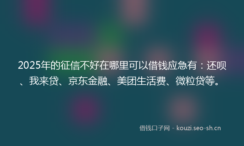2025年的征信不好在哪里可以借钱应急有：还呗、我来贷、京东金融、美团生活费、微粒贷等。