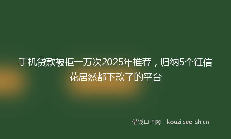 手机贷款被拒一万次2025年推荐，归纳5个征信花居然都下款了的平台