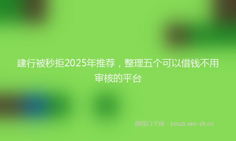 建行被秒拒2025年推荐，整理五个可以借钱不用审核的平台