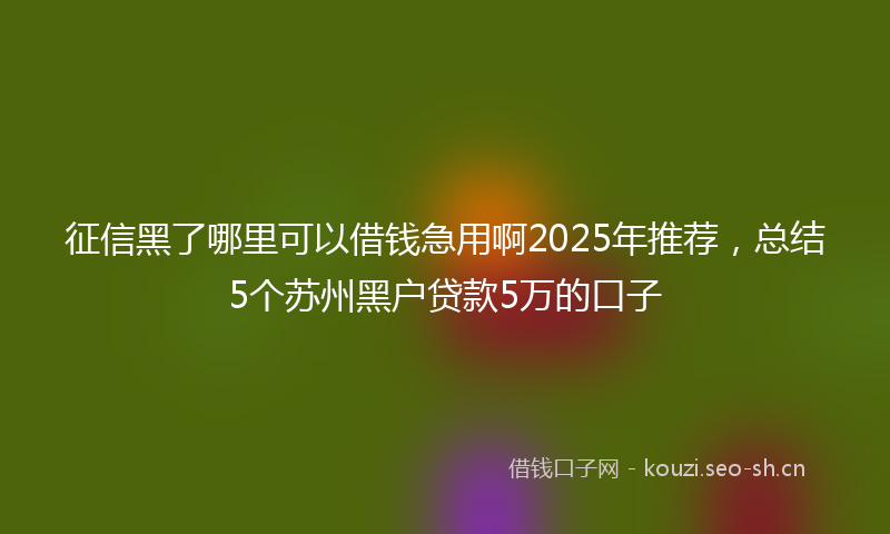 征信黑了哪里可以借钱急用啊2025年推荐，总结5个苏州黑户贷款5万的口子