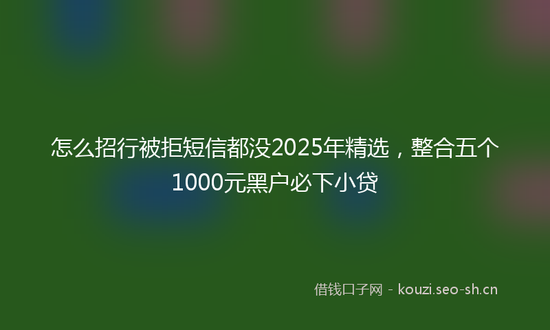 怎么招行被拒短信都没2025年精选，整合五个1000元黑户必下小贷