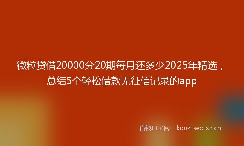 微粒贷借20000分20期每月还多少2025年精选，总结5个轻松借款无征信记录的app