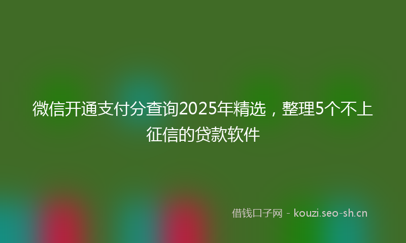 微信开通支付分查询2025年精选，整理5个不上征信的贷款软件