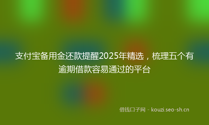 支付宝备用金还款提醒2025年精选，梳理五个有逾期借款容易通过的平台